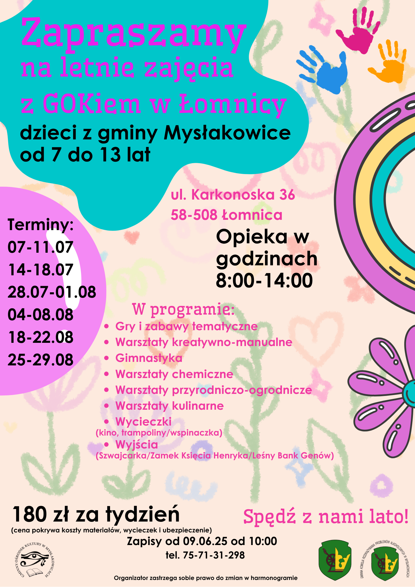 Zajęcia wakacyjne Łomnica Plakat